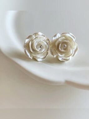 NEW Pearlescent Blossom Rose Studs | S925 Silver